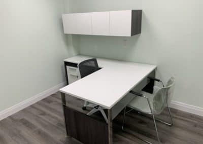 Single office desk, chair and storage unit - home office installation example